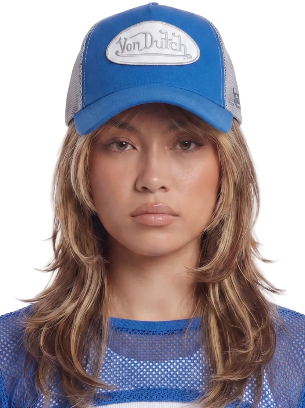 Von Dutch Blue Grey Suede Trucker Hat NWT
